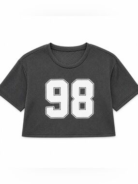 Verdusa 98 Mesh Crop Top XS Black Athletic Jersey Tee